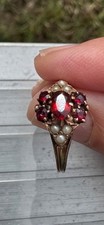 Antique Victorian 10k  Rose Gold Seed Pearl And Garnet Ring picture