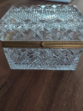 Vintage French-Baccarat Style Heavy Cut Crystal Jewelry Casket/Trinket Box 6.5