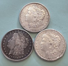 🇺🇸 1921 P D S Morgan Silver Dollars LightCir 3-Lot in Flips Offers Near Spot picture