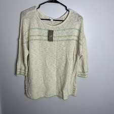 Women’s NEW J. Jill Size LP 3/4 Sleeve Crochet Top Blouse picture