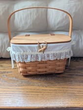 Longaberger 1992  Wooden Woven Purse with Liner picture