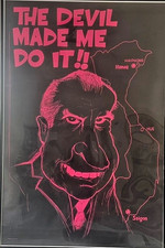 1972 ORIGINAL ANTI VIETNAM NIXON THE DEVIL MADE ME DO IT BLACK LIGHT POSTER RARE picture