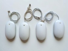 Lot of 4 Apple Mighty Mouse A1152 Wired USB Optical White Mice CLEAN TESTED ROL picture