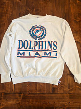 Vintage Logo 7 Miami Dolphins NFL White Crewneck Pullover picture