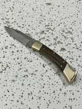 Buck 110 USA Hunter knife Folding Pocket knife Ebony Wood handle —- picture