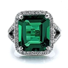 7.54 Ct Emerald Cut Natural Emerald Diamond Wedding Ring 14K White Gold size 8 picture
