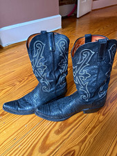 Lucchese 1883 Black Exotic Lizard Cowboy Boots – Men’s 10.5 D picture