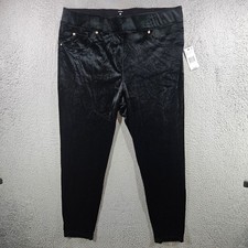 Calessa Womens 2X Black Velvet Leggings Pull On Stretch Pants NWT NEW picture