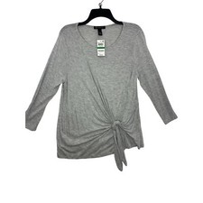 INC International Concepts Peasant Top, Heather Belle Grey, Size Large picture