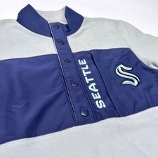 NWT Men's SEATTLE KRAKEN Hockey NHL Zip-Pocket Polar-Fleece Jacket Sweater LARGE picture