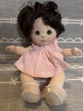 Vintage 1980's Mattel MY CHILD Doll Black Hair Pink Dress Brown Eyes picture
