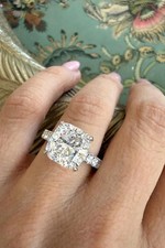 5.70Ct Cushion-Cut E/VS1 Lab Grown Diamond Solitaire Wedding Ring 14K White Gold picture