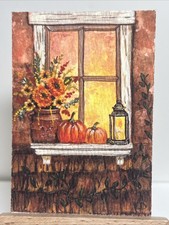 ACEO PRINT Autumn At The Cottage Pumpkins Fall Lantern Rustic Art By Kelly Horn picture