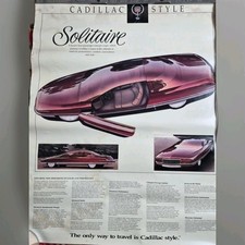 VINTAGE 1989 Cadillac Solitaire Concept Car Poster GM Prototype Rare Rolled picture