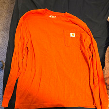 Carhartt Men's Loose Fit Long Sleeve Pocket Crew Neck T-Shirt Orange L picture
