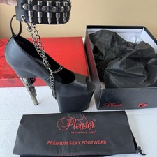 Pleaser Bond783 Girl 7 1/2” Gun Heel With Bullets On Strap platform shoes NEW picture