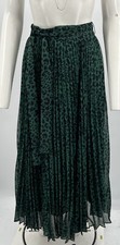 Zimmermann Green Leopard Print Pleated Belted Midi Skirt sz 1 picture