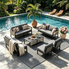 Aluminum Patio Furniture Set 8 Seats Outdoor Sectional Couch with, Garden picture