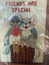 Vintage 1982 Dimensions 3519 Friends Are Special Counted Cross Stitch Kit Sealed picture