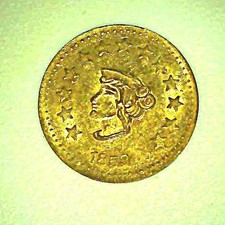 1853 California Gold Souvenir 1/2 Dollar Fractional Tokens Liberty Head picture