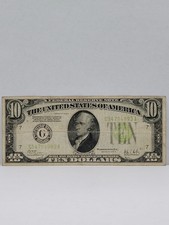 1928C $10 FEDERAL RESERVE NOTE LIME GREEN SEAL CHICAGO DISTRICT FINE / VERY FINE picture