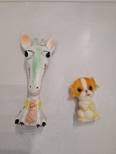 Lot Of 2 Vintage Squeaky Toy Rubber Soft Plastic Giraffe And Dog 1950s - 1970s picture