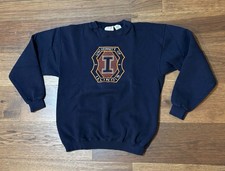 Vintage 90s Illinois Fighting Illini Crewneck Sweatshirt Size Large USA MADE picture