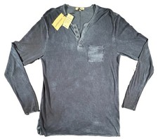 Cotton Citizen Men’s L Jagger Long Sleeve Henley Navy Blue Shirt Made In USA NWT picture