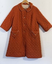 Vintage 60s Pumpkin Spice Vanity Fair Quilted Bell Sleeve Lounge dress Robe S/M picture