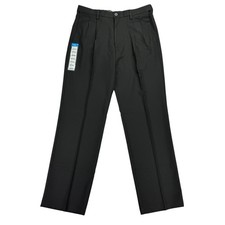 Haggar Mens Cool 18 Pro Classic Fit Pleated Stretch Dress Pants Black 34x32 picture