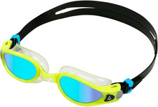 Aqua Sphere Kayenne Swim Goggles Yellow Frame Black Strap Mirrored Lens picture