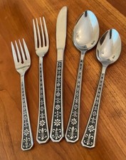 Interpur FLORENZ Stainless 8 Petal Flower  KOREA Flatware Black Accents - Choice picture