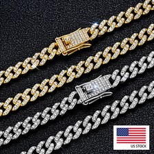 8MM Iced CZ Out 18K Gold Plated For Men Miami Cuban Link Chain Bracelet Hip Hop picture