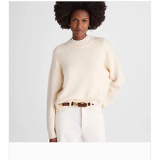 Madewell SoftWool Boxy Crewneck Oversized Sweater XS NWT Cream Cloud NT602 picture