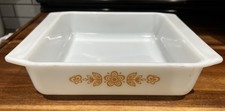 Vintage Pyrex Butterfly Gold 922 8x8x2 Square Casserole Dish Ovenware picture