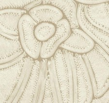 Wallpaper Arte Flore Bone Textured Vinyl Faux Stitched Embroidered Large Floral picture