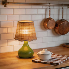 Green & Rattan Table Lamp for Country Style Kitchen Counter picture