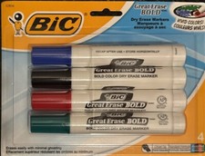 Bic Great Erase Bold Tank-Style Dry Erase Marker Chisel Tip Assorted 4 Pack picture