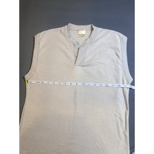Healthknit Mens Sleeveless Henley Shirt XL Cream Vintage Made in USA Tank Top picture