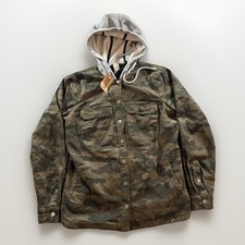 NWT Duluth Trading Co Flex Fire Hose Lined Hooded Shirt Jacket Womens M Camo NEW picture