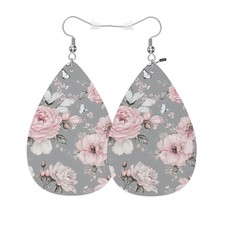 Vosach Pink Roses Woman Earrings, Watercolor Grey Universal, picture