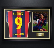 Luis Suarez Signed FC Barcelona Nike Jersey Framed Beckett COA Auto Display picture