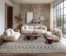 LoomBloom Multi Sizes Modern Black & White Hand Tufted Geometric Wool Area Rug picture