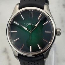 2019 H. Moser & Cie Pioneer Centre Cosmic Green Rubber Steel Watch 3200-1202 B+P picture