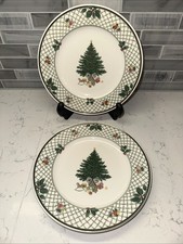MIKASA HERITAGE~CABO8~Christmas Story 8.25” Salad/Appetizer Plates~Set of 2~VNUC picture