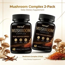 10x Mushroom Complex with Lions Mane, Reishi, Shiitake, Chaga and more 2 Bottles picture