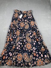 Boden Skirt Womens 10 Blue Paisley Floral Chiffon Pleated Midi Lined Zip NWT picture