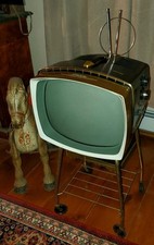 Rare 1950's Portable RCA Victor Deluxe Television & Original Stand Works Deco picture
