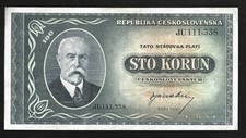 World Paper Money - Czechoslovakia 100 Korun ND 1945 P63 @ Crisp XF+ picture