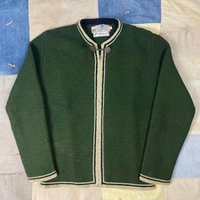 Vtg 50s 60s West Germany Zip Wool Cardigan Sweater Winter Womens Small picture